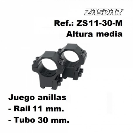 Monturas Zasdar Altura Media Ø30 mm rail 9-11 mm - Armeria EGARA