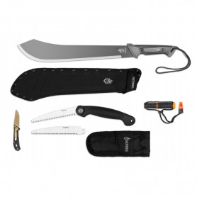 Kit de supervivencia Gerber con machete + sierra plegable con