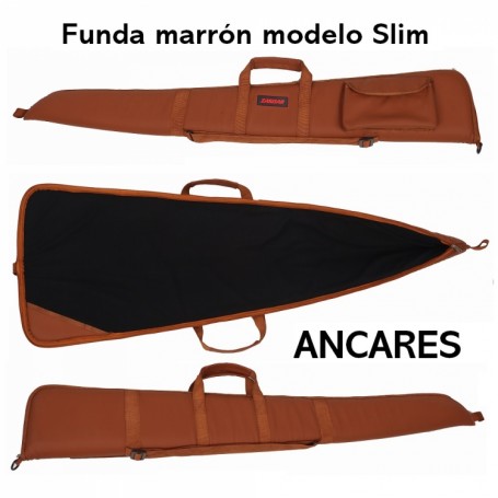 Funda textil Zasdar arma larga modelo Slim color marrón.